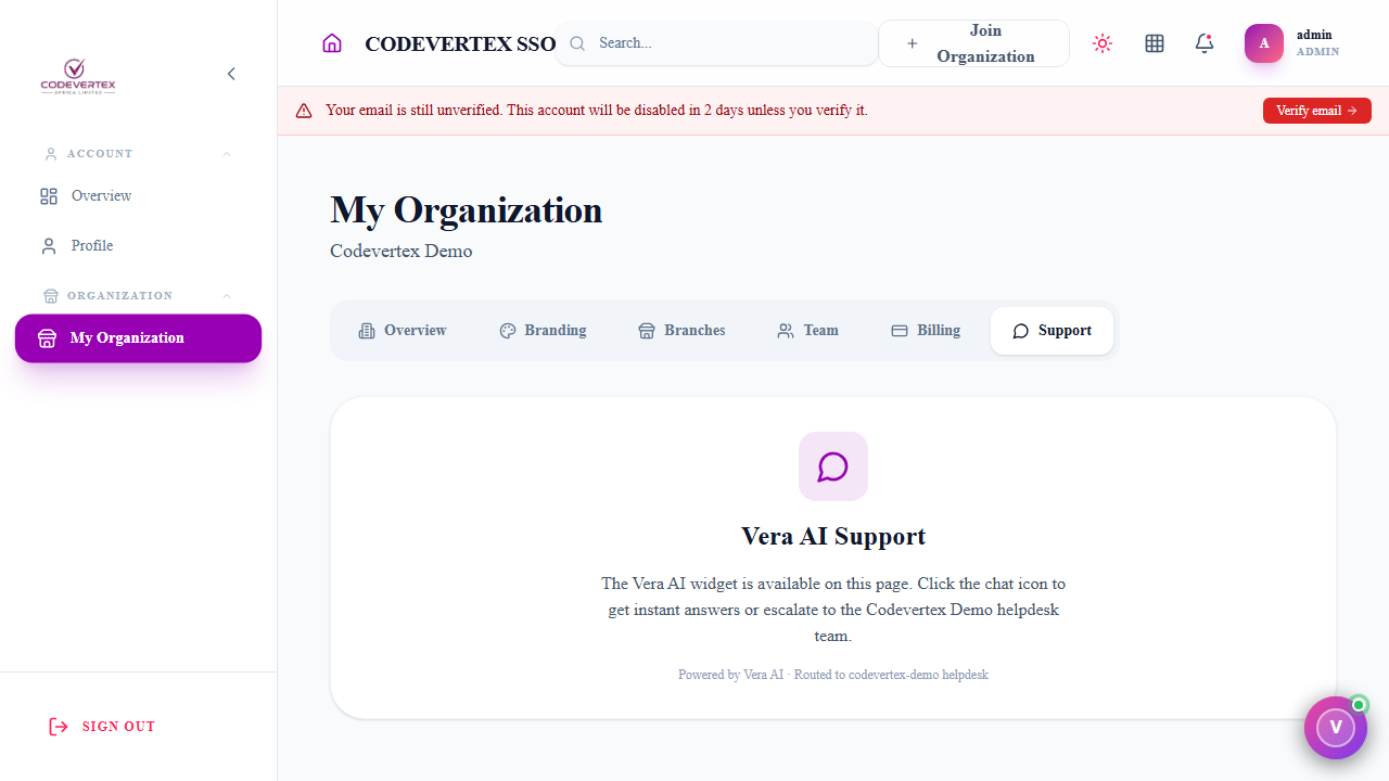 Support tab