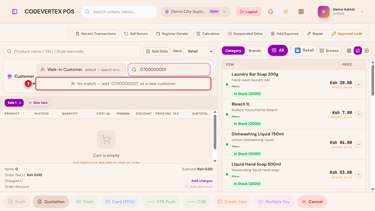 No match — add as a new customer