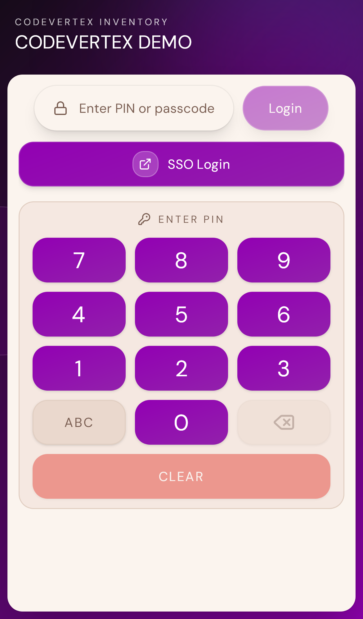 PIN login on mobile