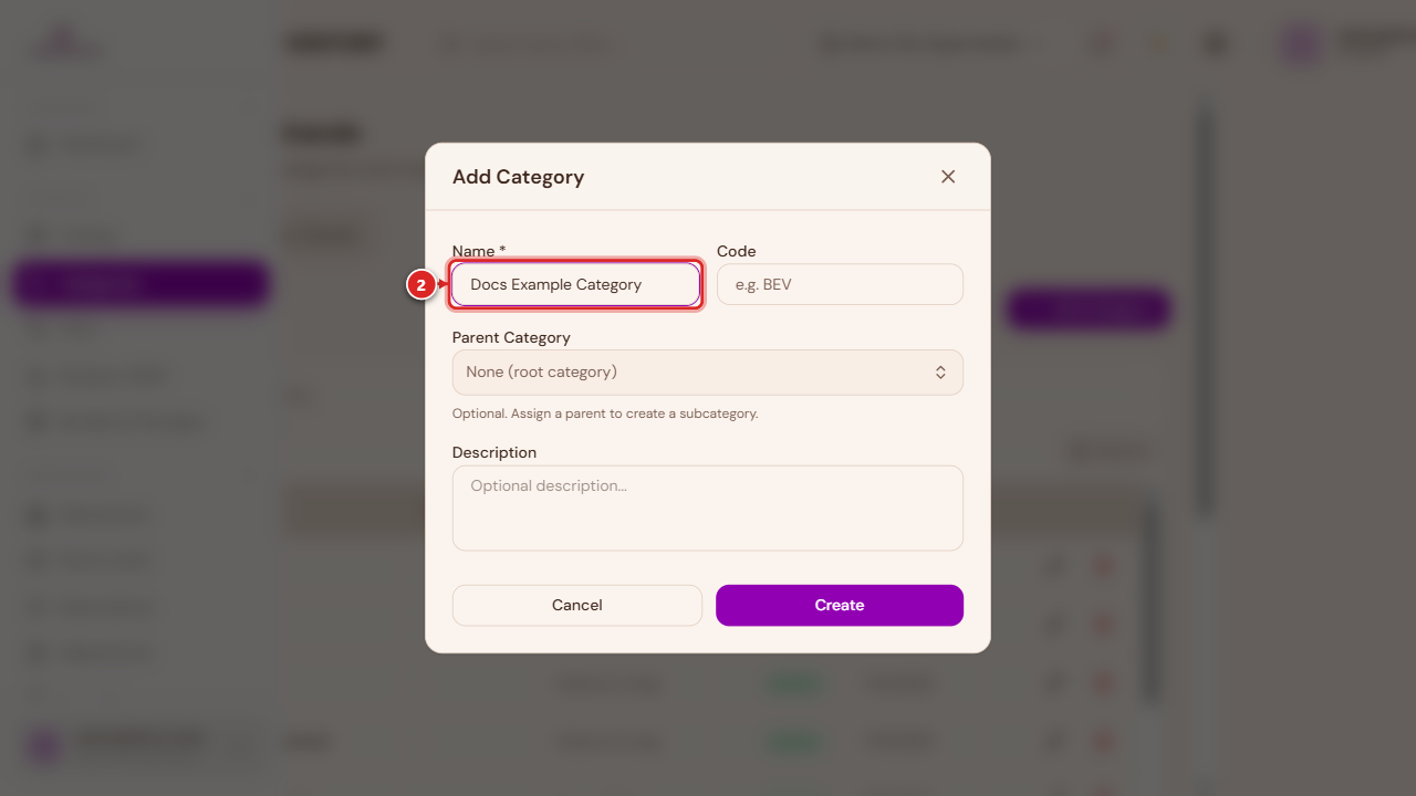 Add Category dialog