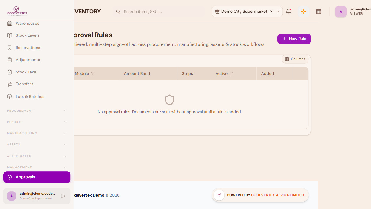 Approval Rules list