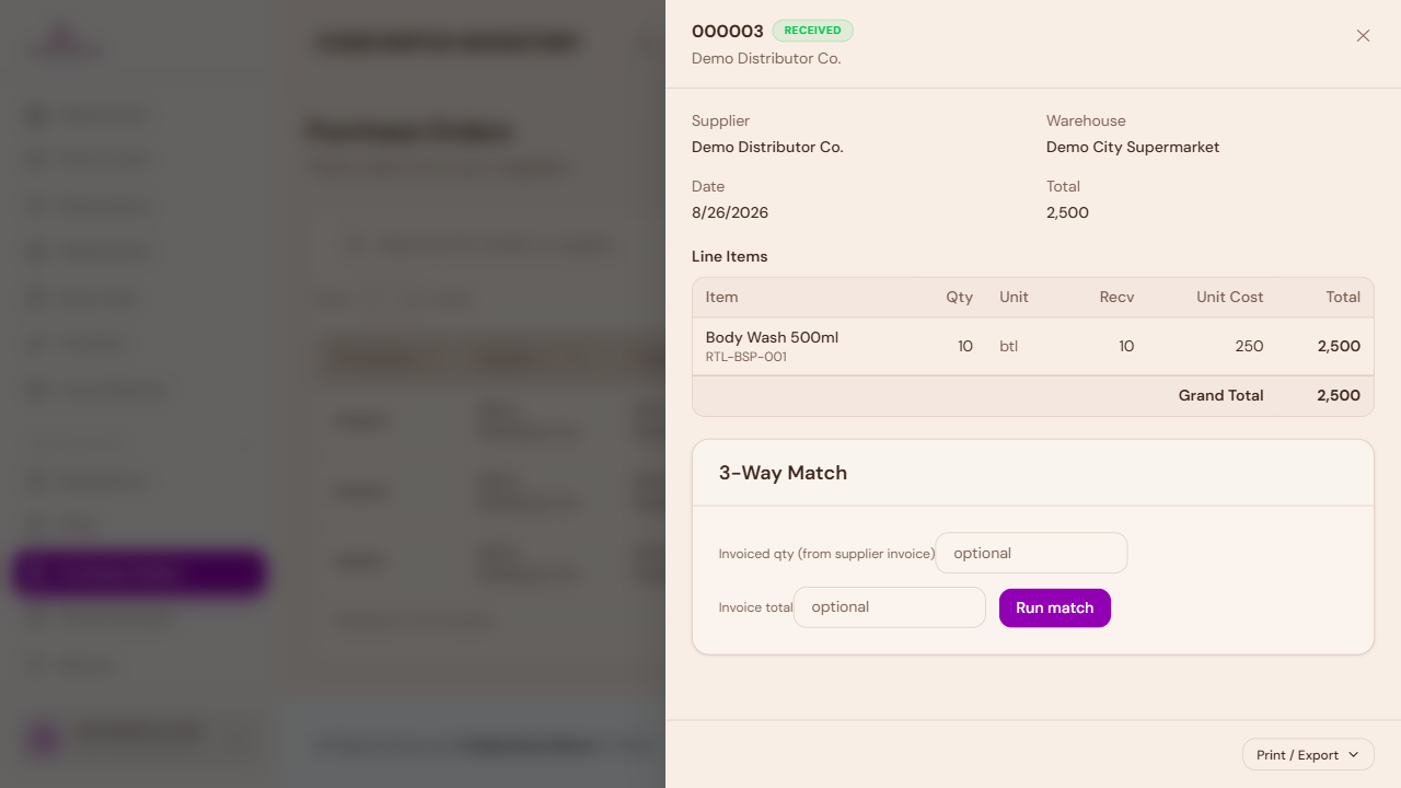 Purchase order detail