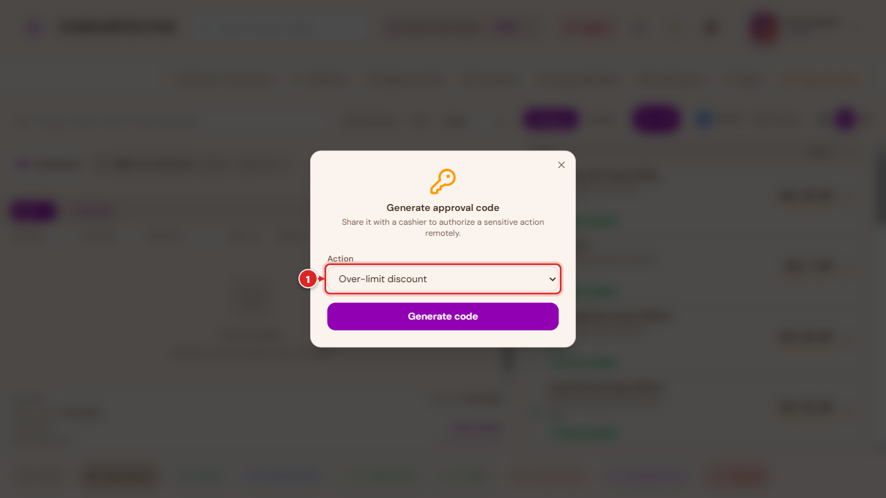 Approval code — pick the action to authorize