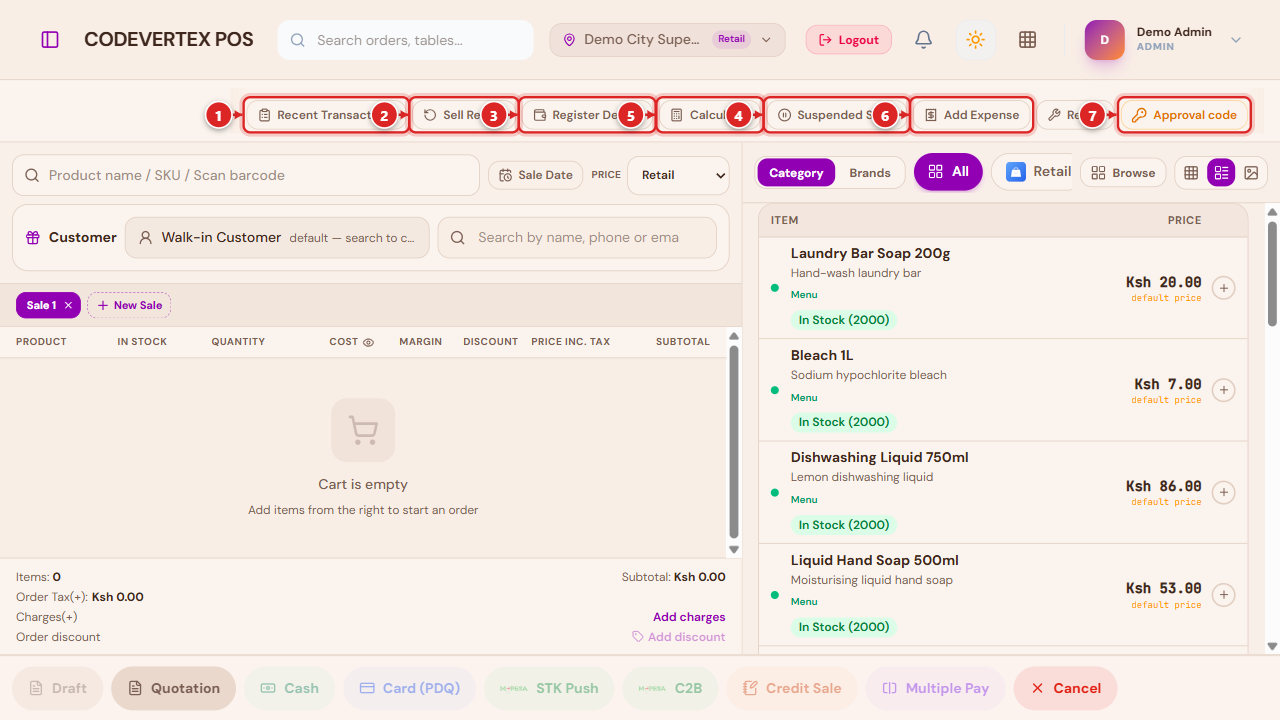 Quick-action toolbar — every button labelled